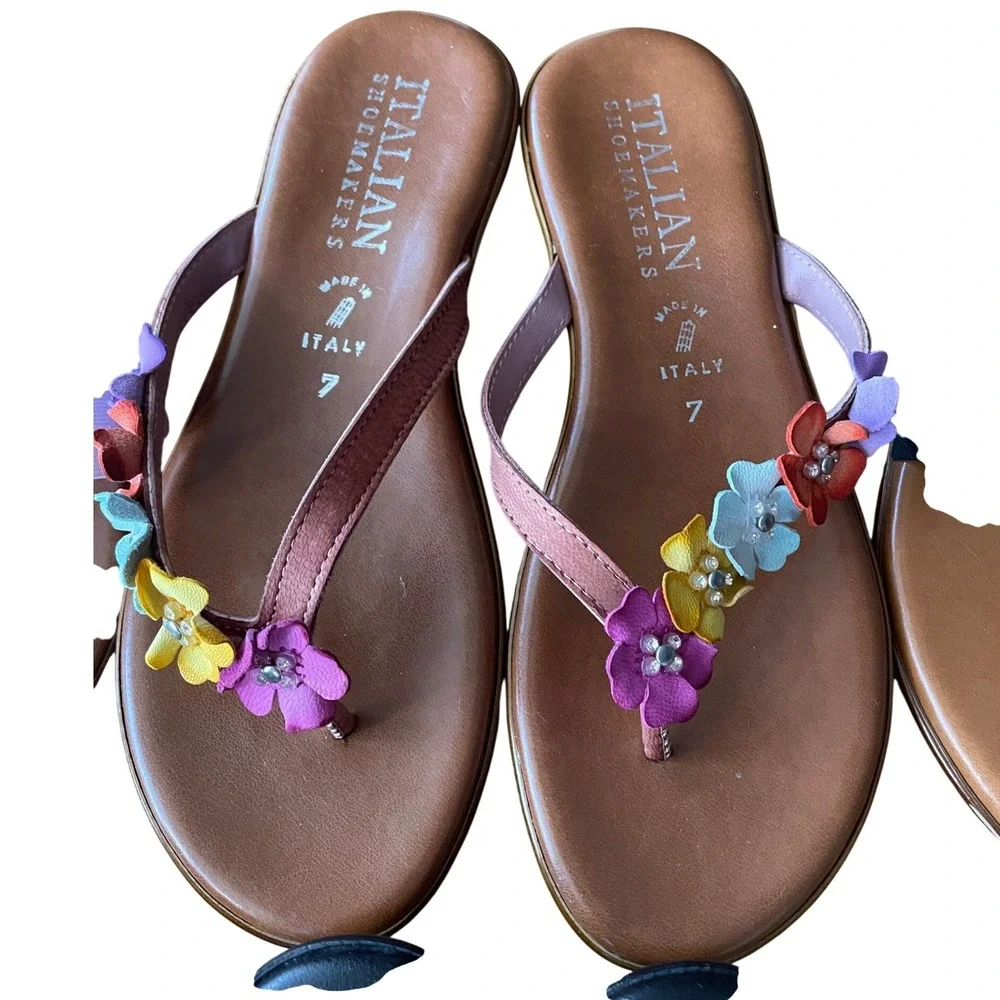 Shoe LOT Italian Shoemakers & Born Women Sandals Size 7/8 Floral Leather Summer